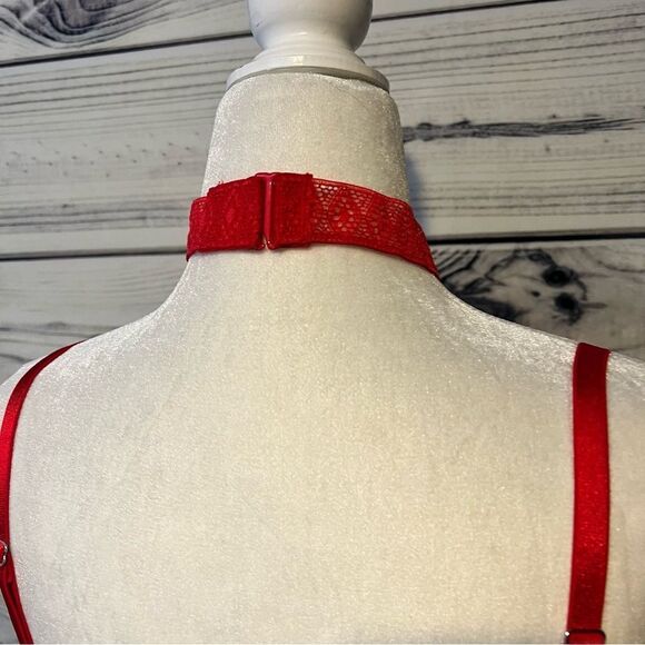 Victorias Secret Very Sexy Red Lace Strappy Choker Corset Bra - Picture 8 of 13